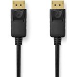 NEDIS DisplayPort-kabel, DisplayPort-stekker, DisplayPort-stekker, 8K @60Hz, vernikkeld, 3,00 m, rond, pvc, zwart, plastic zak