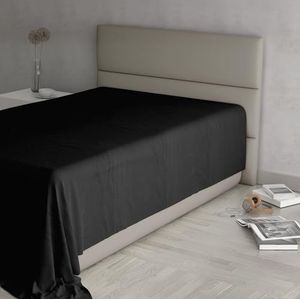 MAX COLOR Hoeslaken, 100% katoen, eenkleurig, zwart, eenpersoonsbed 150 x 300 cm