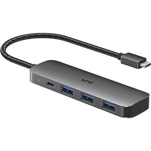 USB C-hub, uni 4-poorts USB C-adapter met 3 USB 3.0-poorten, 100 W USB-C PD (Thunderbolt 3-compatibel), voor MacBook Pro/Air, iPad Pro/Air, Surface Go, Dell XPS, Pixelbook en meer type C-apparaten