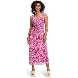 Cartoon - Jurk - Fuchsia/Wit - Maxi - Aansluitende Pasvorm - Mouwloos