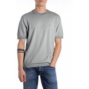Replay Herentrui met korte mouwen, regular fit, 332 Grijs Groen, M