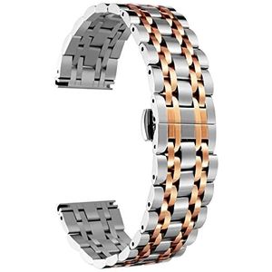 BINLUN vervangende roestvrijstalen horlogeband, 6 kleuren voor dames en heren (goud, zilver, zwart, roségoud, goudtint, roségoudkleur) 17-maat (10 mm - 26 mm)