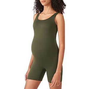 POSHDIVAH Zwangerschaps bodysuit voor dames, figuurvormende kleding, dubbel gevoerd, mouwloos, tanktop, shorts, romper, jumpsuit, jumpsuit, Groen, M