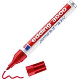 edding 3000 permanent marker - rood - 1 stift - ronde punt 1,5-3 mm - sneldrogende permanent marker - water- en wrijfvast - voor karton, kunststof, hout, metaal - universele marker