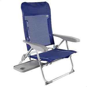 AKTIVE 62294 Strandstoel, inklapbaar, met handgreep voor eenvoudig transport, 6 posities, afmetingen 61 x 60 x 89 cm, van aluminium en kantelbeveiliging, maximaal draagvermogen 110 kg