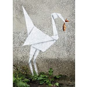 Homemania Muurfoto, geïnspireerd door auteurs Banksy Origami decoratie, kunstdruk, digitale druk, frame, meerkleurig, hout, katoen, 70 x 100 x 3 cm