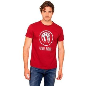 Heren T-shirt met korte mouwen van biologisch katoen met patroon aan de voorkant, Rood, L/3XL