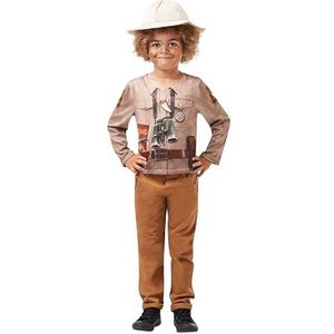 Rubies 640787M Generieke officiële Dino Explorer-kostuumset, safari jungle dierentuinbewaarder, kinderverkleedkleding maat medium 5-6 jaar, Unisex-kind, veelkleurig Halloween
