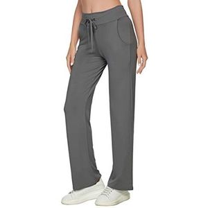 TownCat Yoga broek voor dames, comfortabele modale rechte joggingbroek, zachte sweatbroek met zakken, Grijs met zak, XXL