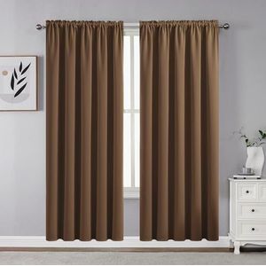 CUCRAF Verduisterende gordijnen, 2 panelen van 183 cm lang, met tunnelzoom, voor slaapkamer en woonkamer, warmte-isolerende en lichtwerende raamgordijnen (132 cm breed x 183 cm lang), bruin
