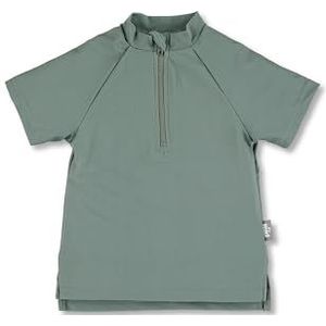Sterntaler Badshirt met korte mouwen, effen, uv-bescherming 50+, zwemshirt met opstaande kraag, uniseks uv-shirt met ritssluiting en kinbescherming, babybadkleding, Matgroen, 98