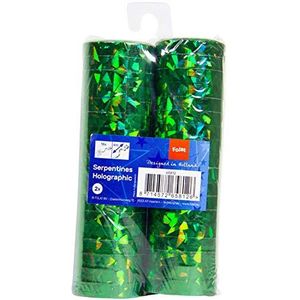 Folat 65812 - slingers - holografisch groen - 2 rollen met elk 18 slangen - 4 m lang