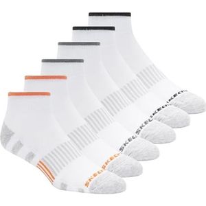 Skechers Men's 6 Pack Work Quarter Crew Socks, White/Multi, 10-13