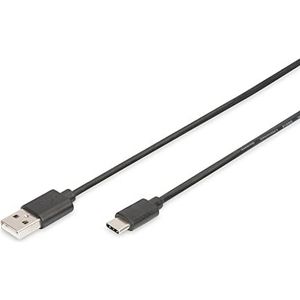 DIGITUS DB-300137-018-S USB 2.0 aansluitkabel USB Type C naar USB Micro B (mannelijk/male) 3A 480 Mbit/s 1,8 m zwart