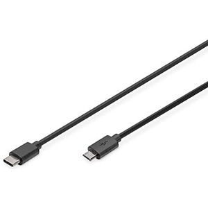 DIGITUS USB 2.0 aansluitkabel - 1.8m - USB C (St) naar USB Micro B (St) - 480 Mbit/s - Type-C kabel - blister - zwart