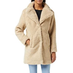 Urban Classics Winterjas voor dames, oversized sherpa jas, mantel met haak en oogsluiting, maat XS tot 5XL, beige (zand 00208), XS