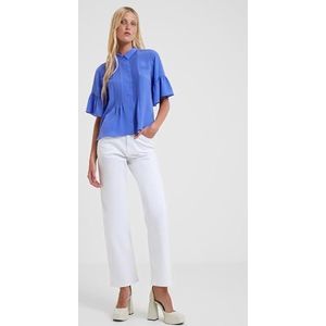 French Connection Dames crêpe licht pin tuck shirt knop, baja blauw, XL, Baja Blauw, XL