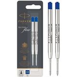 Parker balpen vullingen | medium punt | blauwe QUINKflow inkt | 2 stuks