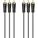 Hama Audio-/videokabel, 3 RCA-stekkers - 3 RCA-stekkers, verguld, 1,5 m