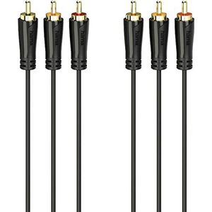 Hama Audio-/videokabel, 3 RCA-stekkers - 3 RCA-stekkers, verguld, 1,5 m