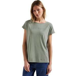 T-shirt - Dusty Milky Green - Korte Mouwen - Ronde Hals - Siersteentjes