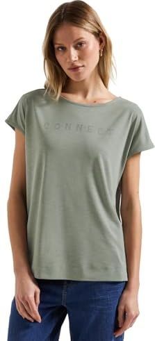 T-shirt - Dusty Milky Green - Korte Mouwen - Ronde Hals - Siersteentjes