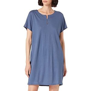 HUBER Dames slaapshirt korte mouwen nachthemd, Riviera Blue., 36