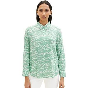 TOM TAILOR Dames blouse 1035249, 31574 - Green Small Wavy Design, 38