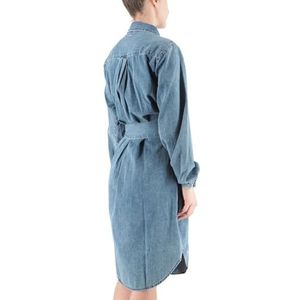 Replay Dames knielange denim jurk lange mouwen jeans, 009, medium blue., L