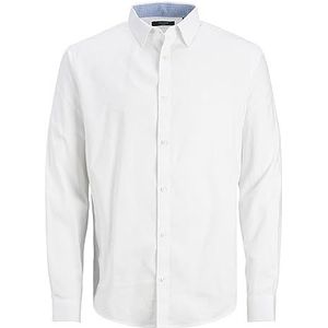 JACK & JONES Heren Jprblabelfast Shirt L/S Noos Vrijetijdshemd, Wit/Fit: comfort fit, XL