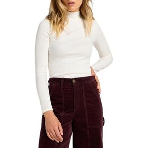 Lee Dames Ribbed Ls High Neck T-shirt, ecru, M