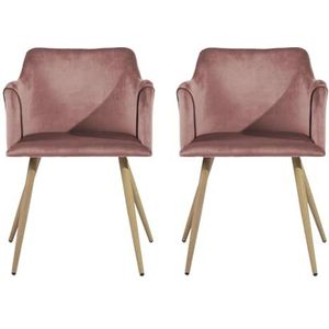 39F FURNITURE DREAM Set van 2 fluwelen kussens voor keuken, dikke sponszitting, moderne vrijetijdsstoel voor eetkamer, woonkamer, stof, roze, 53 x 57,5 x 75 cm