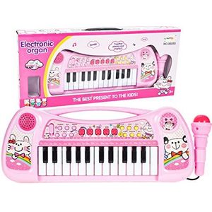 MalPlay Keyborad met microfoon, schattig diermotief, roze, muziekinstrument voor kinderen vanaf 3 jaar, muziekspeelgoed