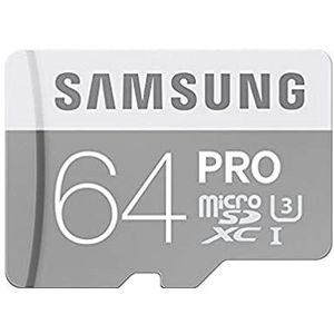 Samsung PRO Plus Micro SDXC 64GB tot 90MB/s lezen, tot 80MB/s schrijven, Class 10 geheugenkaart (incl. SD-adapter), grijs/wit
