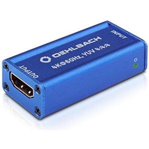 Oehlbach UltraHD Repeater (HDMI-signaalversterker voor UltraHD-signalen, HDR, Dolby Vision, 4K met 60Hz, HDCP 2.2) - Kobalt blauw