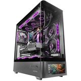Mars Gaming MC-LCDPRO, Gaming ATX Behuizing, IPS LCD Scherm 7.2"" Personaliseerbaar, Gebogen Gehard Glas Voor- en Zijkant, Dubbele Kamerstructuur, Ondersteuning Waterkoeling tot 360mm, Zwart