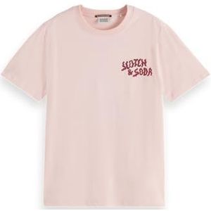 Scotch & Soda Front Back Artwork Regular T-shirt, Shirting Pink 695, XS