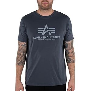 Alpha Industries Basis T-shirt Reflecterende print voor mannen Grey Black/Refl