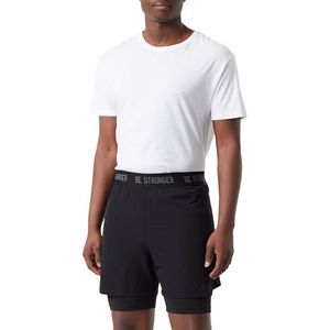 Koton Sportshorts voor heren, elastische taille, zakdetail, slogan, zwart (999), XXL
