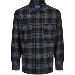 JACK&JONES JUNIOR Jorblafri Check Overshirt Ls Jnr Overhemd voor jongens, zwart, 128 cm