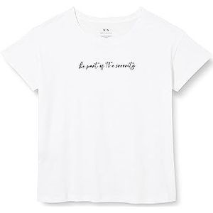 Armani Exchange Sustainable, Boyfriend Fit, Printed Quote T-shirt voor dames, wit, L