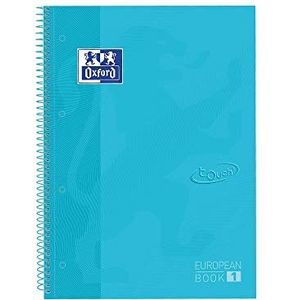 Oxford School Europeanbook notitieboek gekleurde rand A4+ gelinieerd 80 vellen hardcover pastelblauw