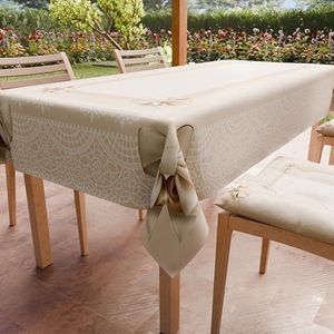 PETTI Artigiani Italiani - Vlekafstotend tafelkleed, vierkant, 140 x 140 cm, voor keuken, design strik, beige, voor 4 zitplaatsen (140 x 140 cm), 100% Made in Italy