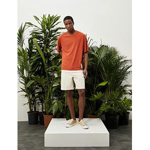 Koton Heren oversized T-shirt met ronde hals en korte mouwen, terracotta (990), L