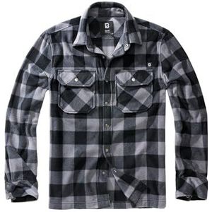 Brandit Jeff Fleece Shirt met lange mouwen voor heren, zwart/grijs, 3XL