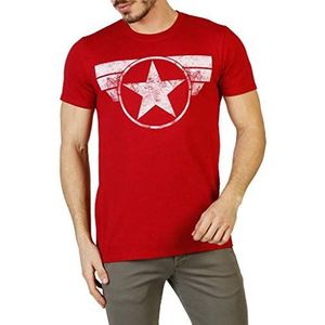 Marvel Heren Captain America Cap Logo T-shirt, Antieke Kersen Rood, M