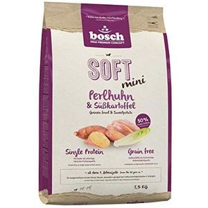 bosch HPC SOFT Mini Parelhoen & zoete aardappel | Semi-Moist hondenvoer voor volwassen honden van kleine rassen | Single Protein | Grain-Free | 1 x 2,5 kg