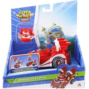 Super Wings Spinning Jett & Vehicle, transformatiespeelgoed voor kinderen vanaf 3 jaar, 4 jaar, 5 jaar, 6 jaar, 7 jaar en 8 jaar.