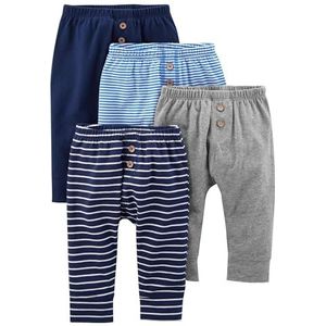 Simple Joys by Carter's Uniseks babybroek (verpakking van 4 stuks), blauw/grijs gemêleerd/marineblauw/strepen, Prematuur