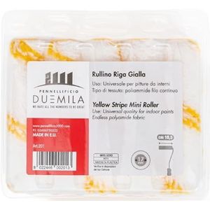 PENNELLIFICIO 2000 Set van 10 reserverollen, stof van polyamide met gele strepen, ideaal voor kleuren op waterbasis en binnenkleuren, lengte 10 cm - Made in Italy